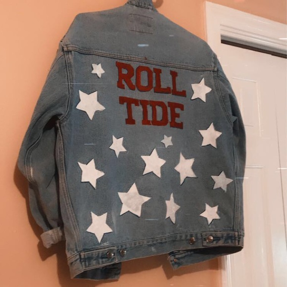 Hand painted Roll Tide Jean jacket - Picture 2 of 3